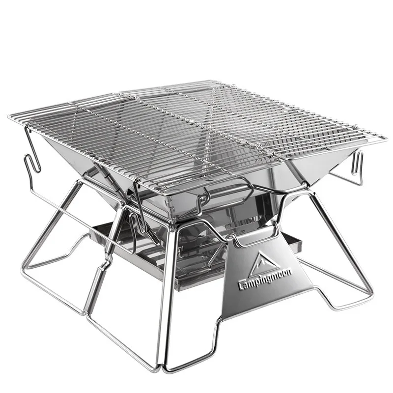 outdoor camping  MT-2 Stainless Steel fold light BBQ grill 3-5 people travel charcoal barbecue stove