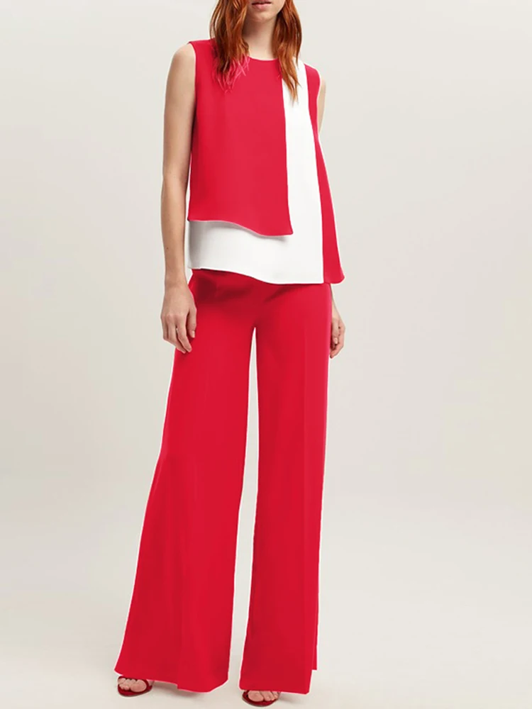 

Sleeveless O-Neck Work Blouse ZANZEA Women Summer Matching Sets Buttons Pockets Wide Leg Pant Bohemian OL Party Looose Suits