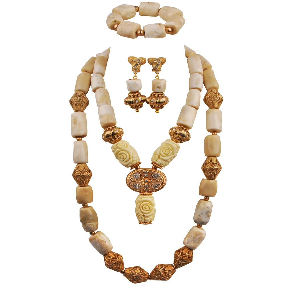 

Laanc белый коралловый бисер Ювелирные наборы Африканское ожерелье