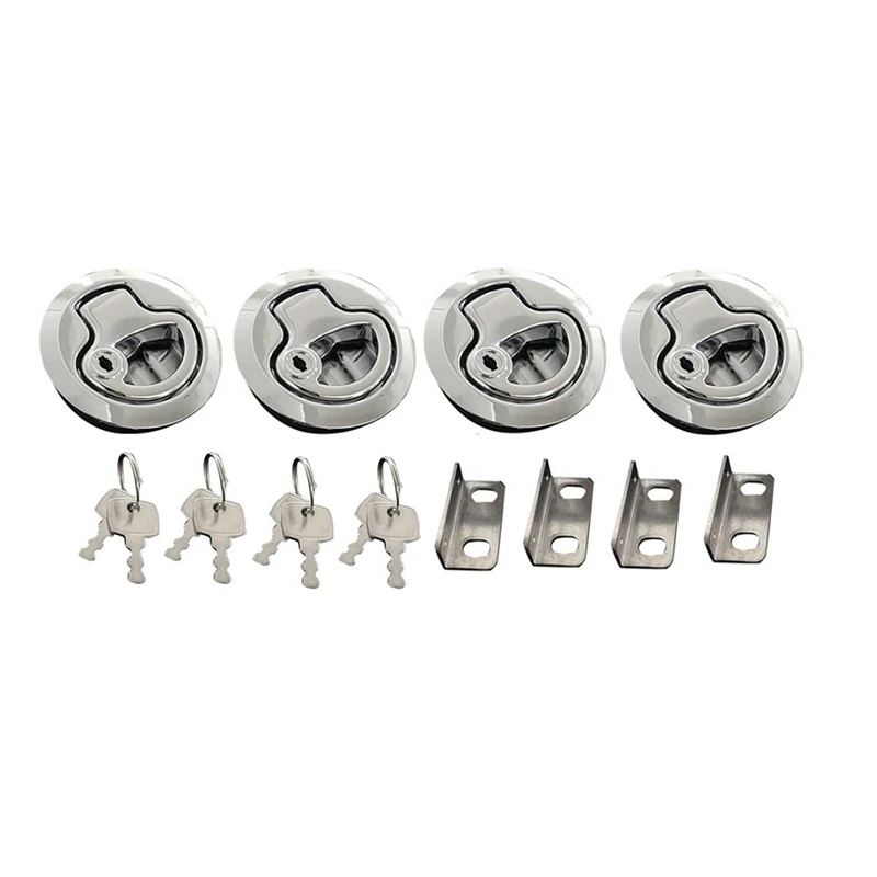 

4 Set Boat Hatch Latch Pull Marine Flush Mount Pull Latches for RV Yacht Truck Trailer Camper Deck Hatch Door Cabinet