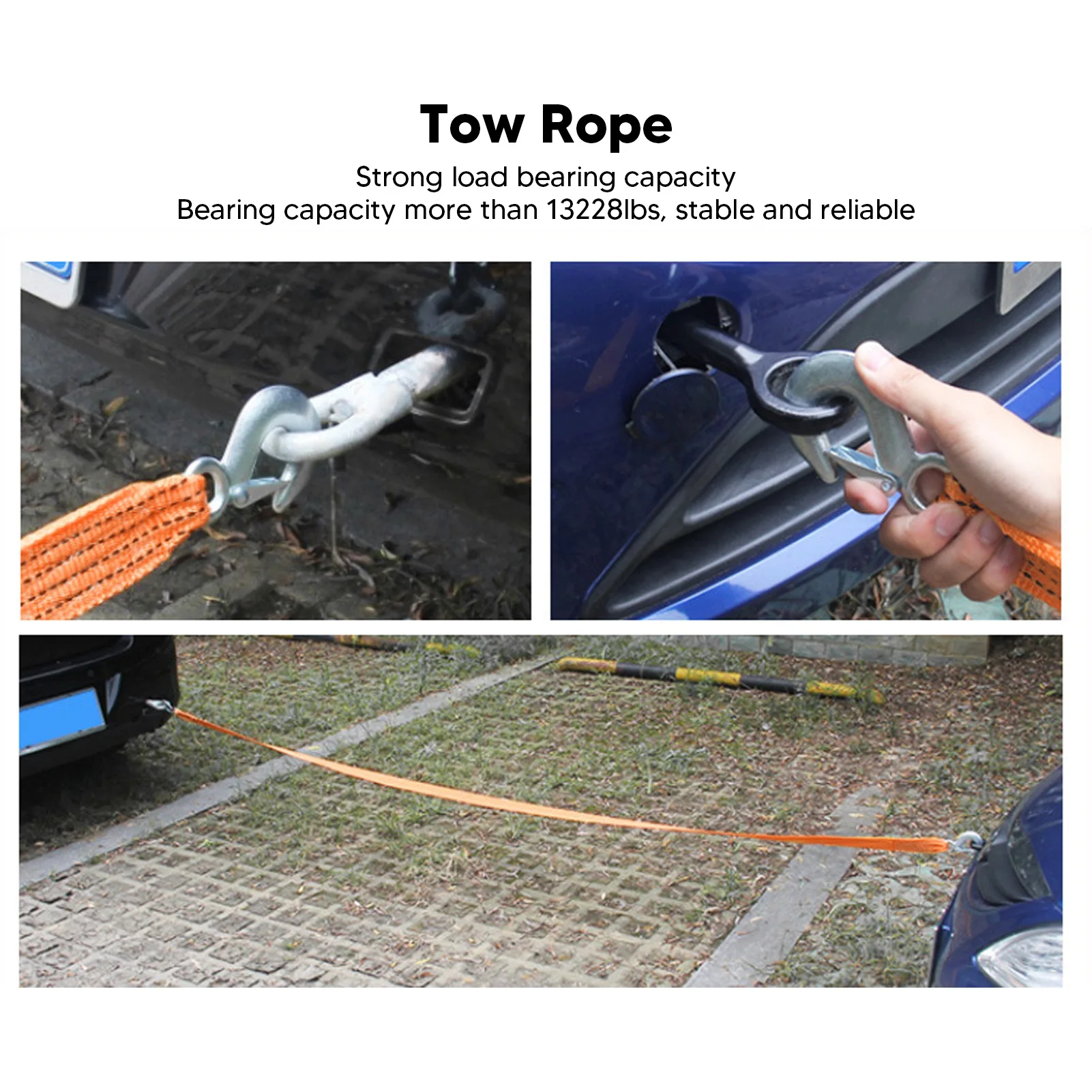 

Tow Rope 13228lbs Capacity Heavy Duty Reinforced Emergency Tow Strap for Car Truck ATV SUV 4m Towing Rope Tow Rope Tow Strap Kit