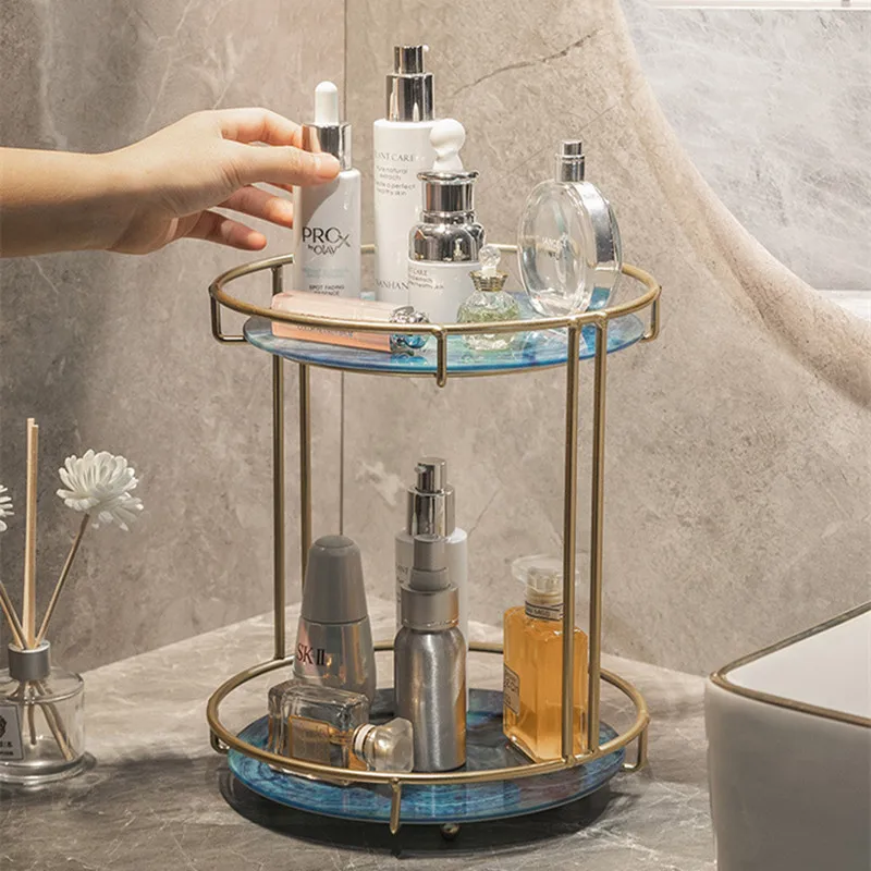 Iron Art Storage Rack Nordic Makeup Organizer Desktop Dressing Table Skin Care Cosmetic Holder Bathroom Countertop Shelf |