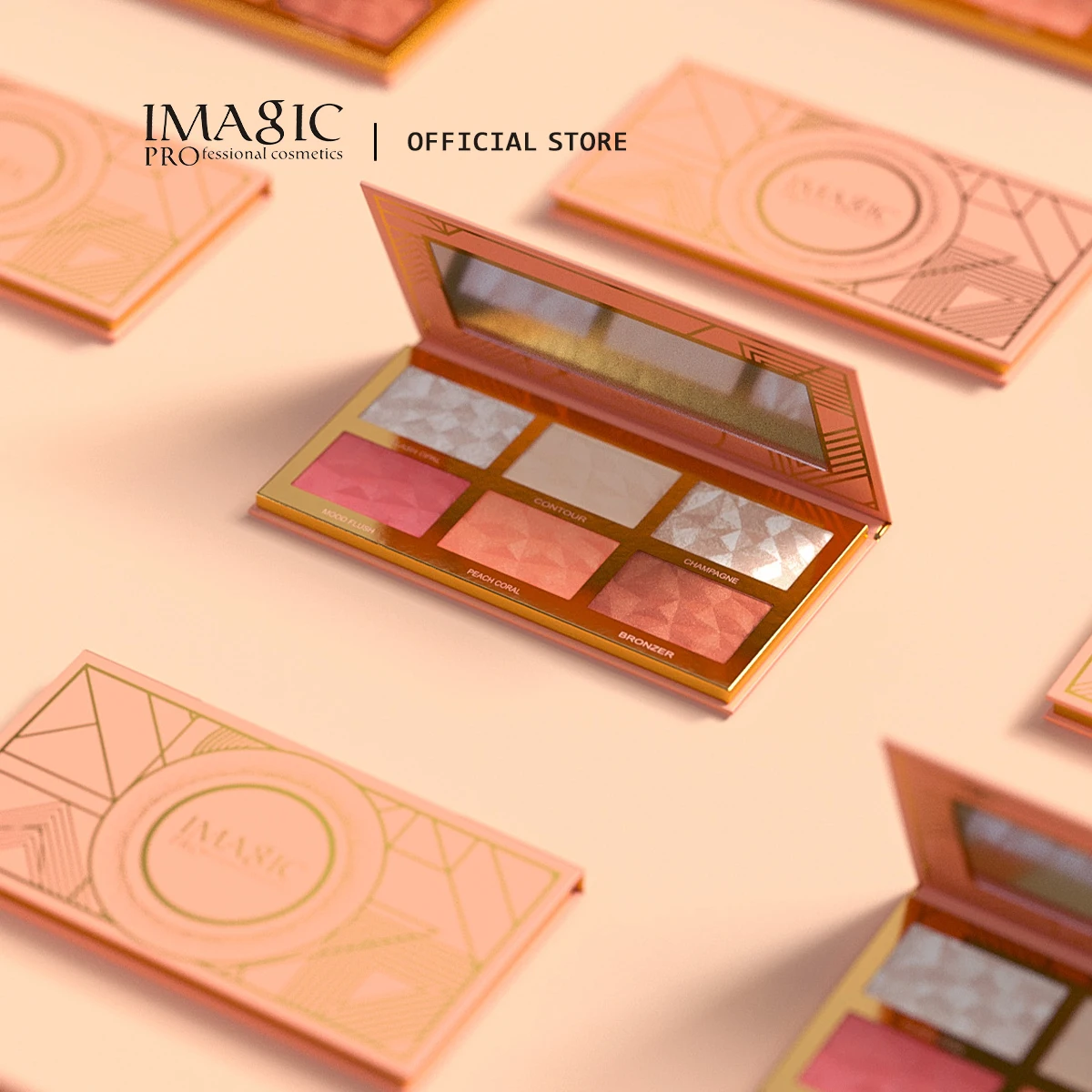 

IMAGIC 6-Color Highlighter&Blush Palette Makeup Face Shimmer Face and Body Brighten Natural Matte Pink Cheek Contour Cosmetics