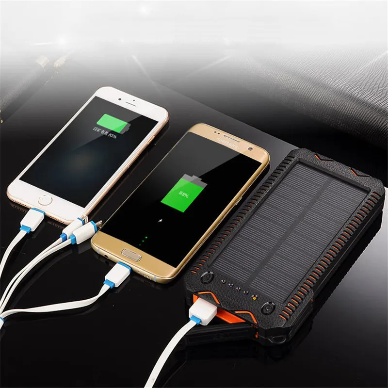 50000mah waterproof solar power bank high capacity mobile phone cigarette lighter charging sos outdoor emergency free global shipping
