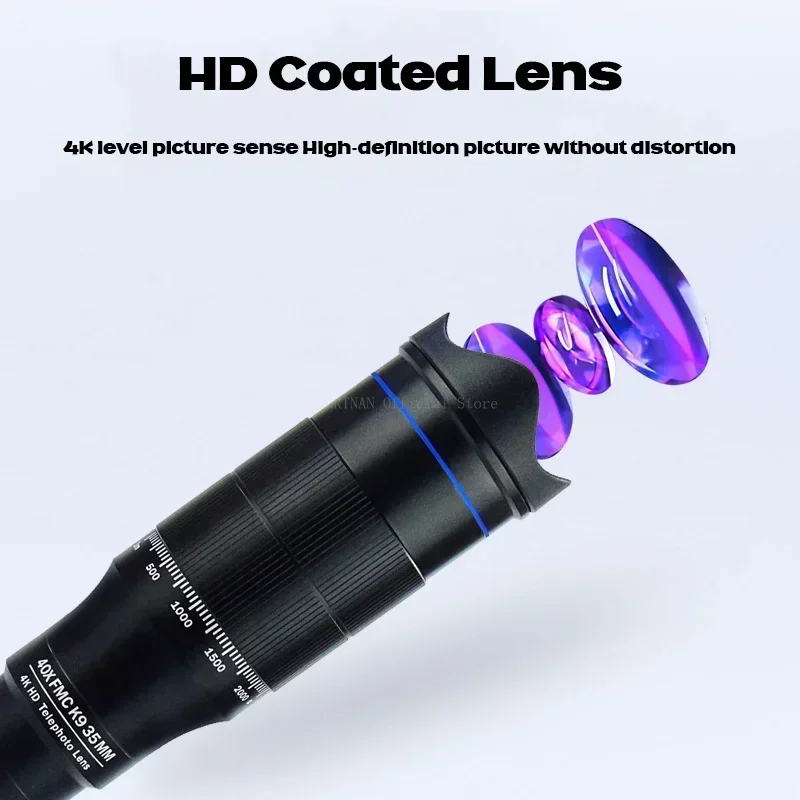 Фото Профессиональный телескоп HD 40X зум монокулярный объектив для телефона камера телефото со штативом металлический Телескоп для туризма кемпинга №3