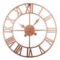 roman numeral wall clock nordic iron vintage clocks creative living room decoration mute metal skeleton clock goldblack