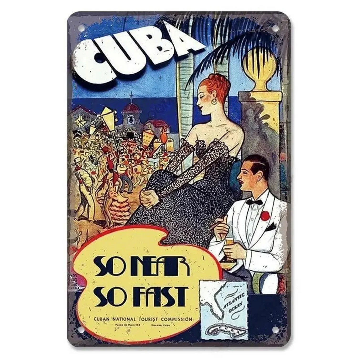 Винтажная Кубинская Гавана Металлическая Настенная Вывеска Художественная