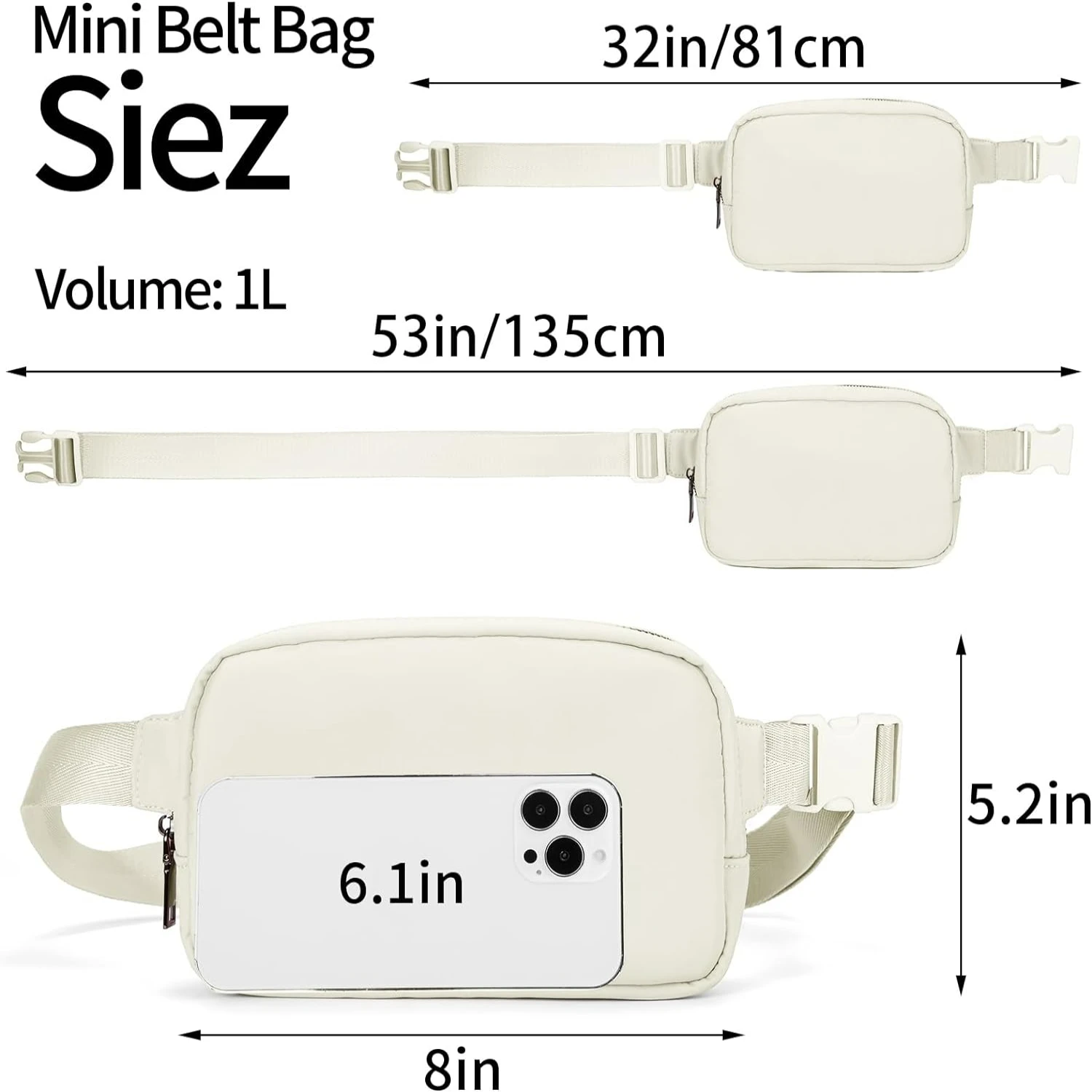 Stylish Waterproof Black Mini Belt Bag with Adjustable Strap - YOUTH PORT Everywhere Lemon Waist Pack Dupes Purse for Women fea