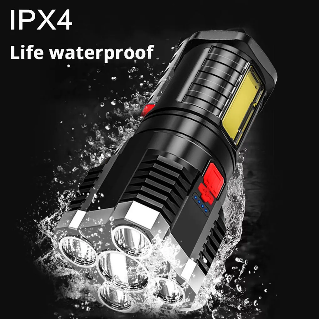 

Водонепроницаемый портативный фонарик IPX4 с регулируемой яркостью, фонарь для кемпинга, походов, экстренного отдыха, охоты, черный