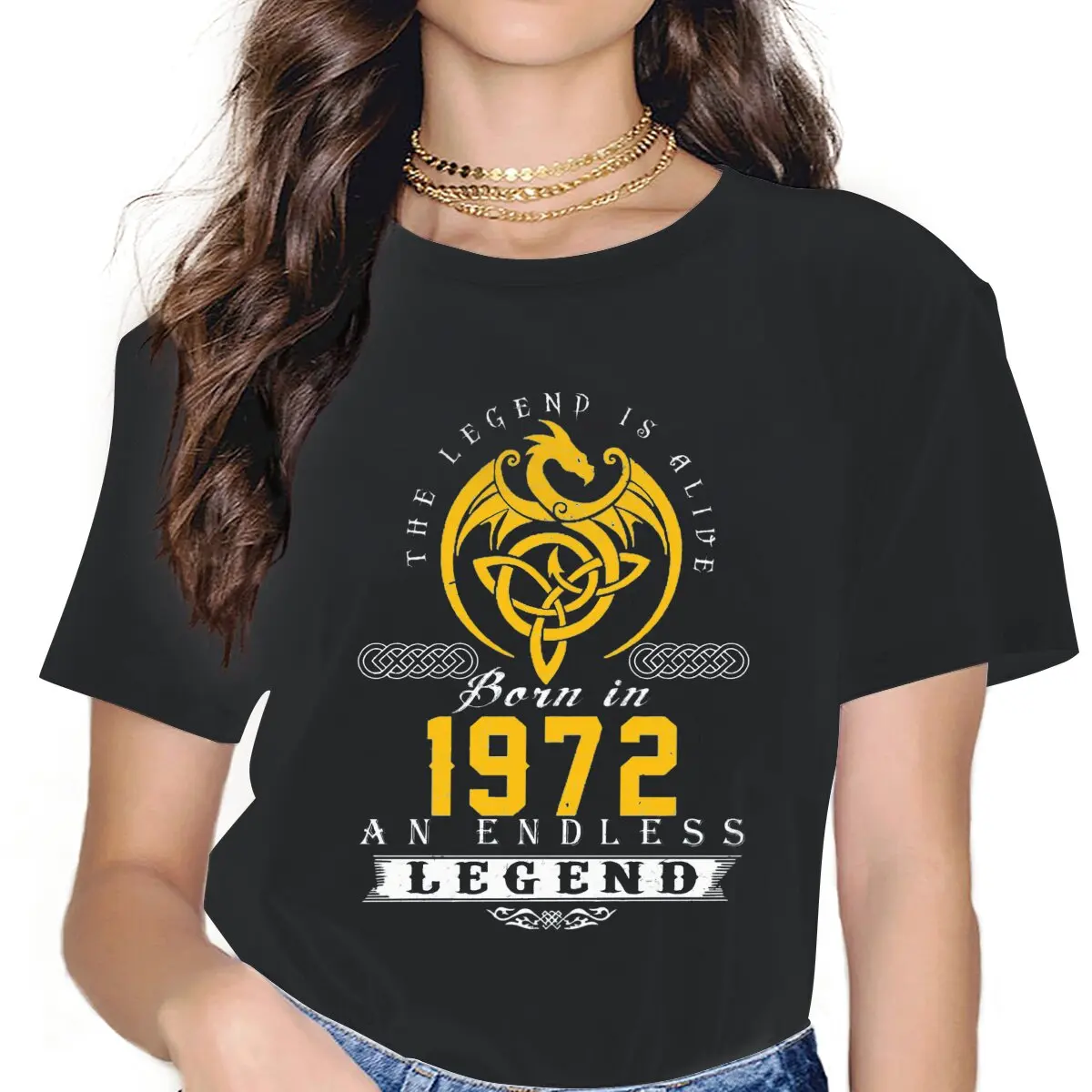 

Novelty Alive T-Shirts for Women Round Neck T Shirts 1972 A Good Year Short Sleeve Tees Summer Clothes