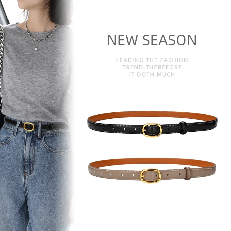 Plush leather belt head layer fine woman contracted fashion belt jeans high joker to restore ancient ways the waistband