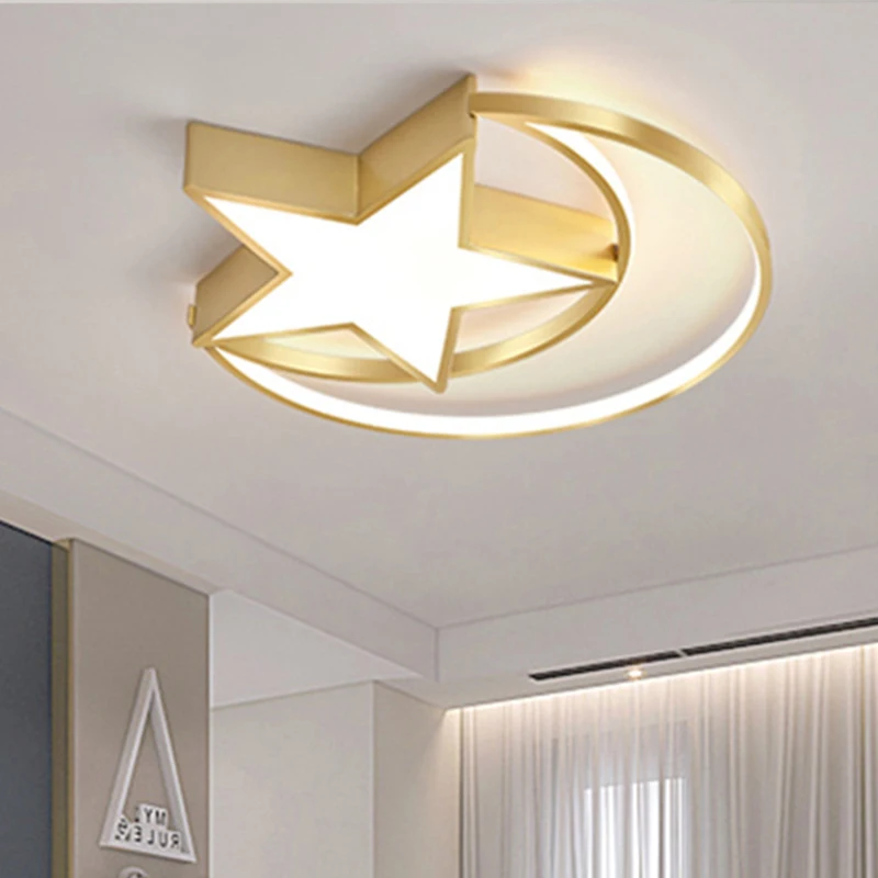 

Homhi Kids Lamp Led Gold Moon Star Living Room Decoration Luces Para Habitacion Home Lighting Ring Decoracion Hogar HXD-061