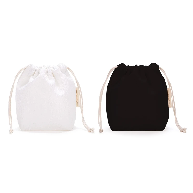 

63HC Portable Canvas Drawstring Bags Reusable Gift Bag Jewelry Pouch for Party Wedding Home Travel