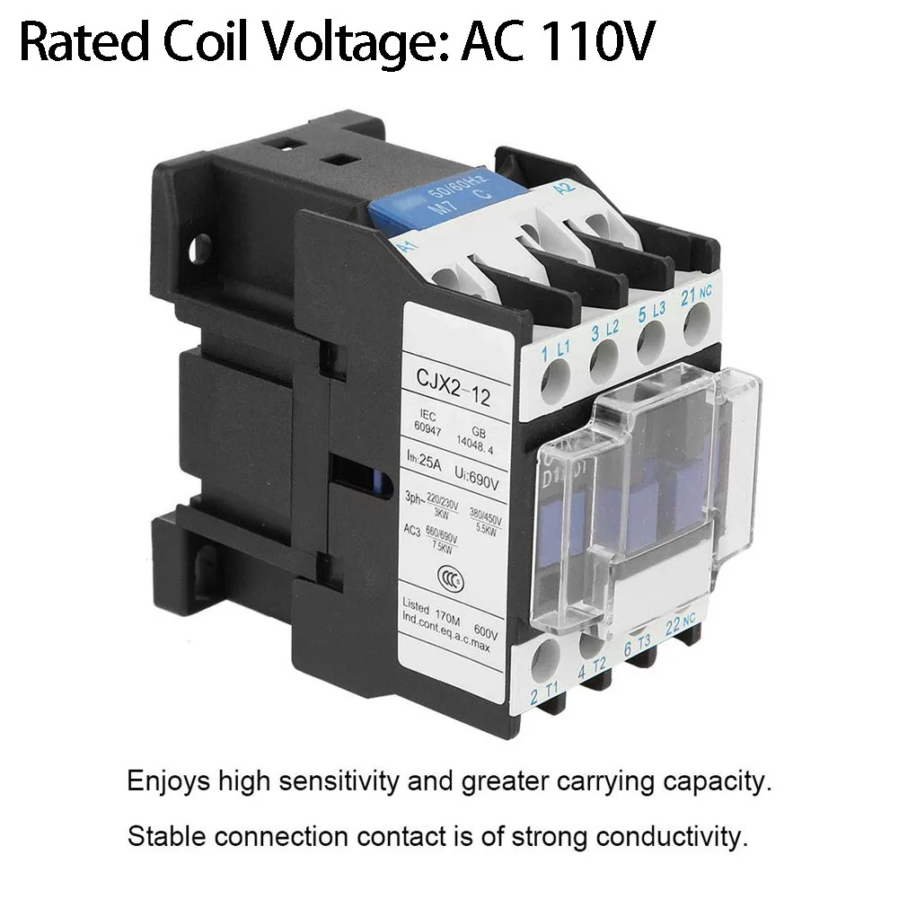 

Модульный контактор Серебряный вольфрамовый сплав 1 NC Aux 110V 12A/5.5Kw