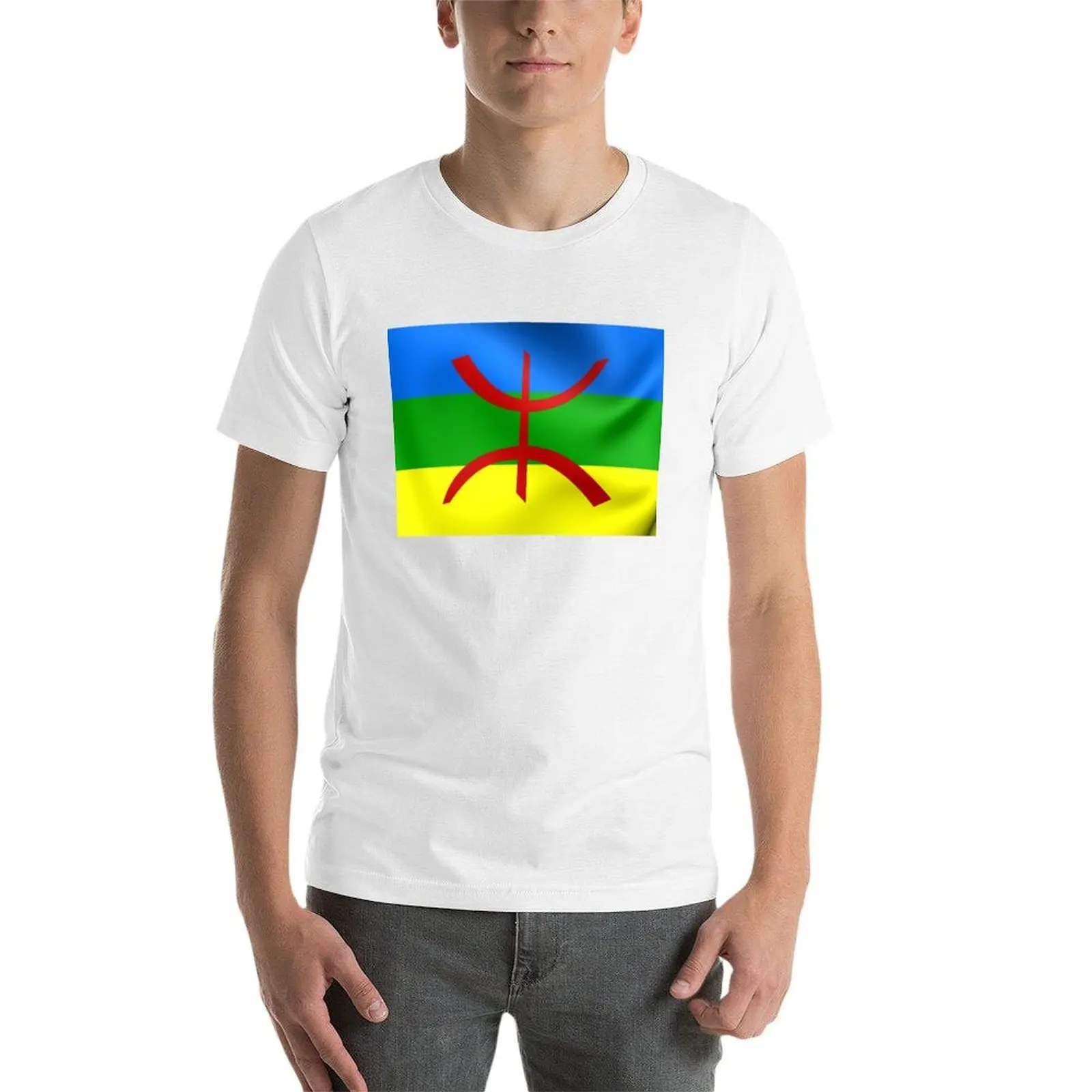 Фото Футболка с международным флагом Amazigh, мужские футболки, хлопковая футболка для мужчин, футболка №4