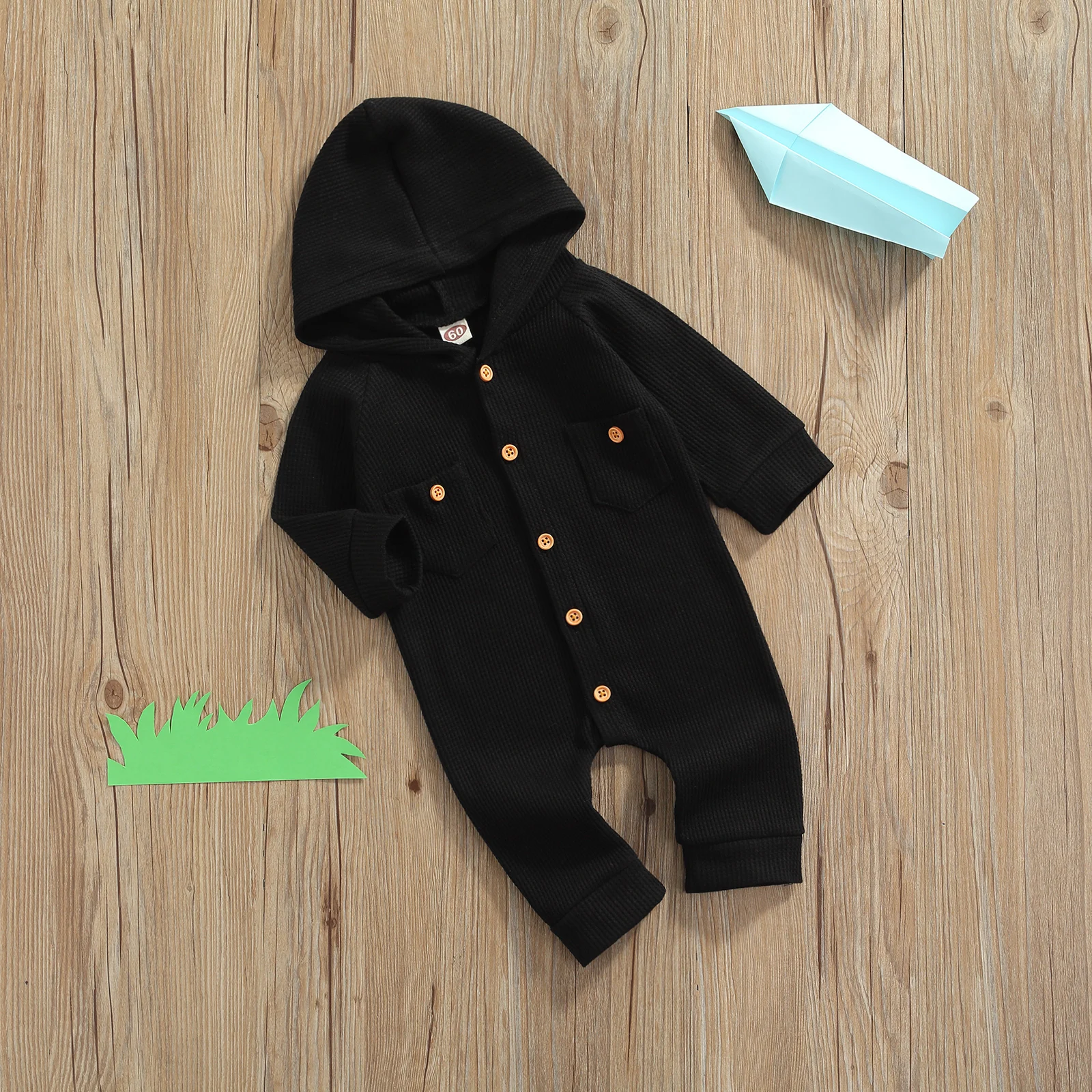 

Детский комбинезон на пуговицах, с капюшоном и карманами