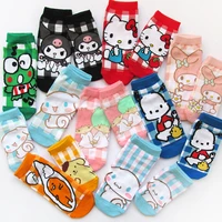 original hello kitty sock anime cartoon kuromi melody twin star cinnamoroll child cotton kids sock sanrio womens boat socks