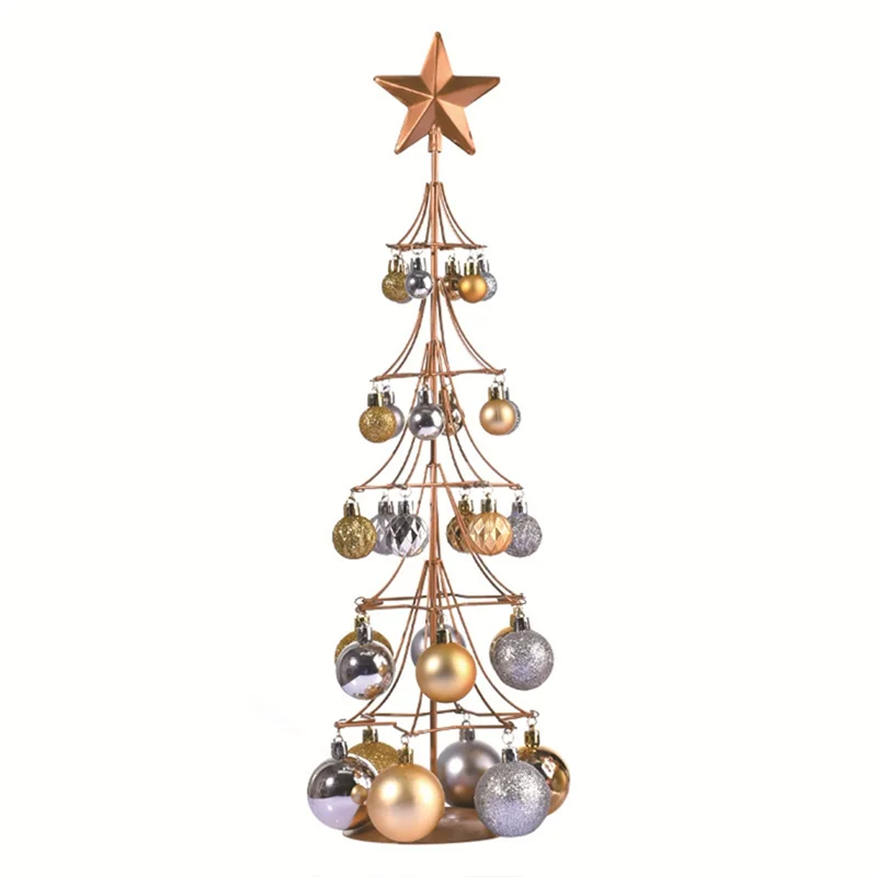 

Christmas Desktop Ornaments Iron Frame Christmas Ball Ornaments Desktop Decorations Christmas Tree Gold Silver