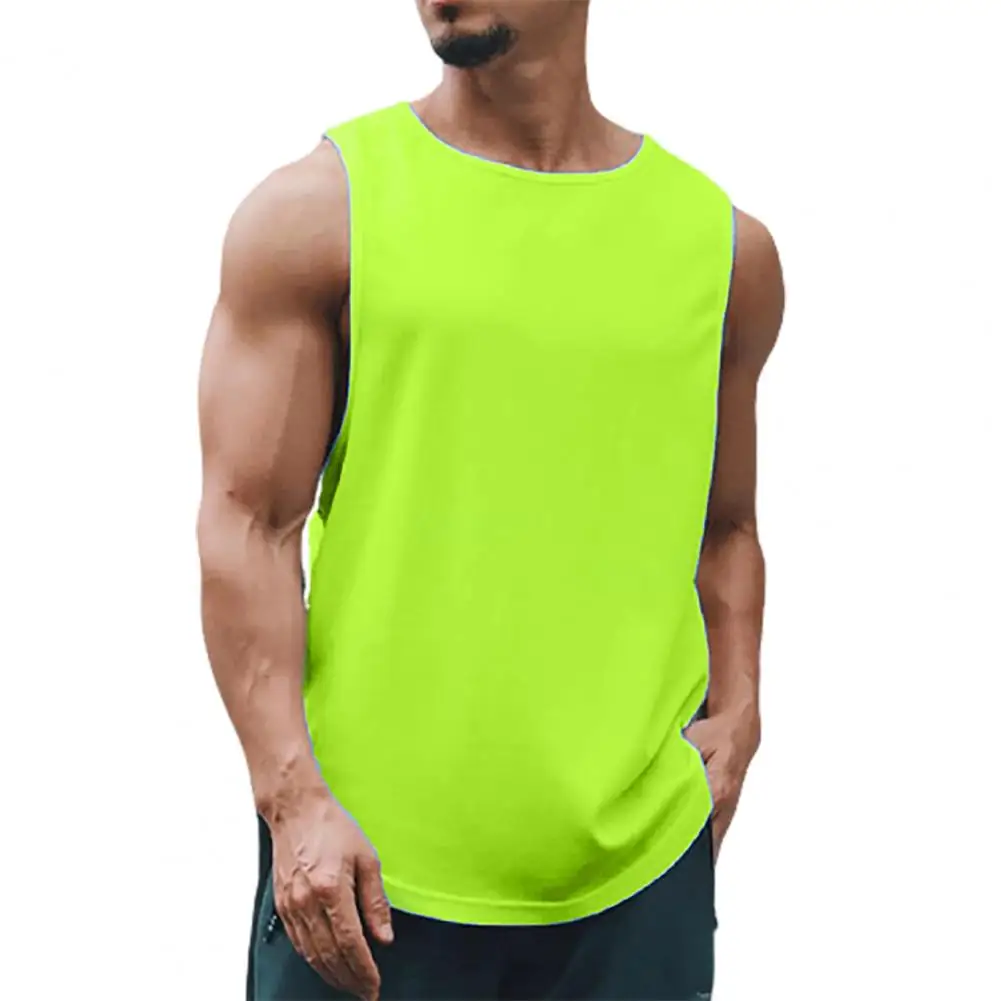

Trendy Men Vest Thin Mid Length Men Tank Top Pure Color Summer Tank Top