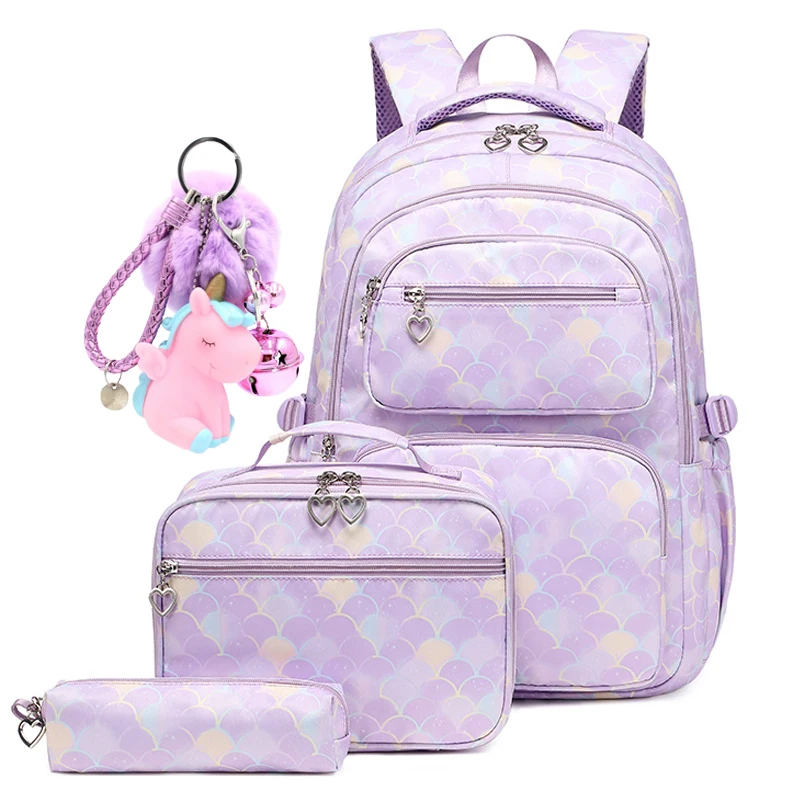 

Рюкзак XZAN для девочек-подростков, школьный детский Ранец с сумкой для обеда, Комплект детских сумок для книг