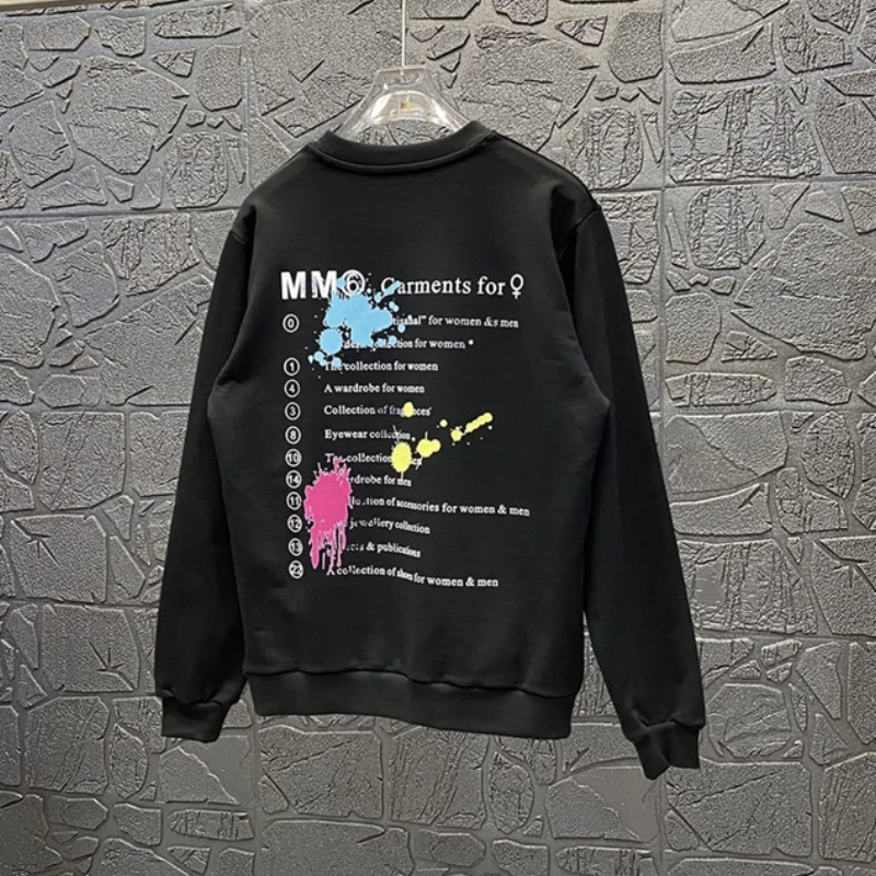 

High Street Color Splash Ink Graffiti Alphabet Print Margiela Style MM6 Hoodie Men's Clothing Women's Crewneck Sweatshirt Top