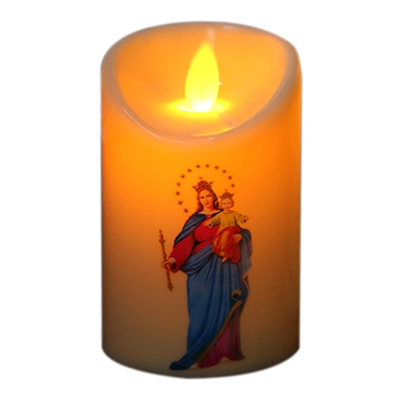 

Jesus Christ Candle Light Church Decoration Sacred Tea Ornament for Pet Kid Safe Anti-fire Ignition Ornament