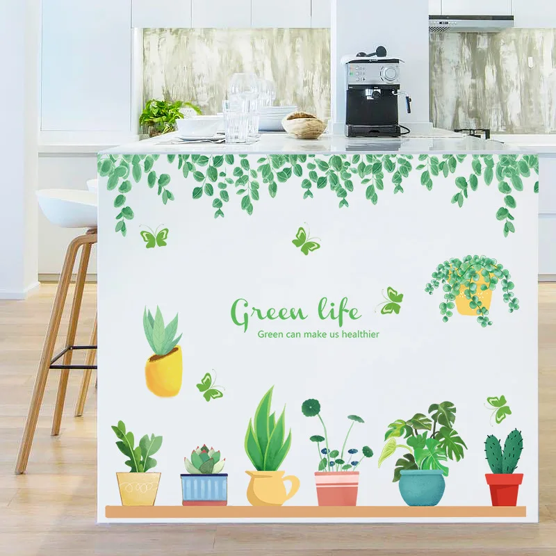 

Plants Potted Wall Decals for Wall Decorations Living Room Wall Stickers Posters Murals Self Adhesive Vinyl Wallpapers