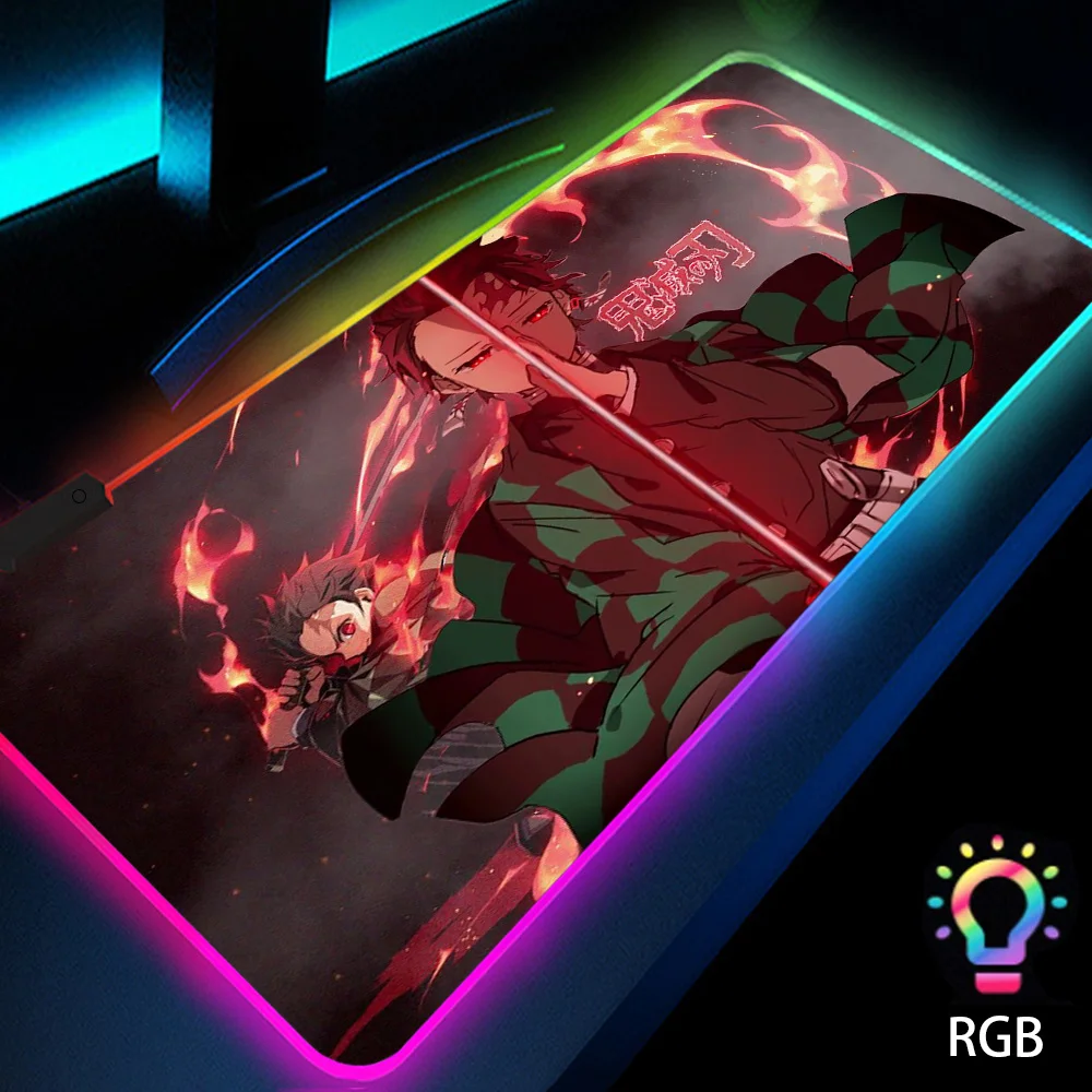 

Demon Slayer Anime Led Rgb Backlit Big Keyboard Mouse Pad Cool Stuff for Desk Desktop Accessories 800×300 Rubber Deskmat