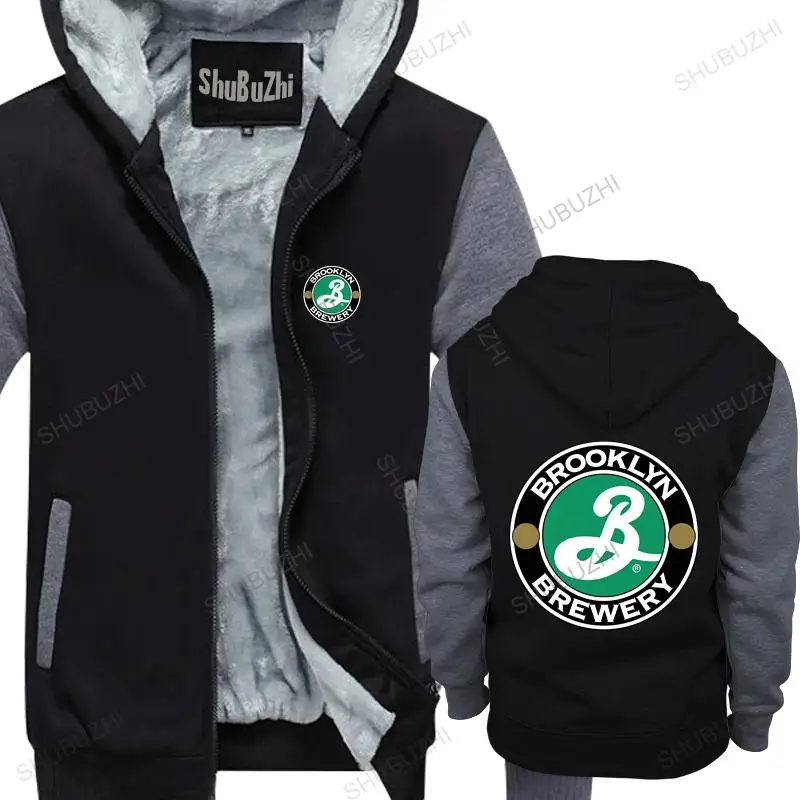 

homme cotton hoodies zipper New Brooklyn Brewery Beer brand winter hoodie warm jacket