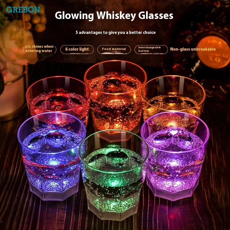LED Luminous Glowing Cup Led Flashing Drink Festival Christmas Wine Beer Whiskey Glass for Bars KTV Party Light-up Tumbler