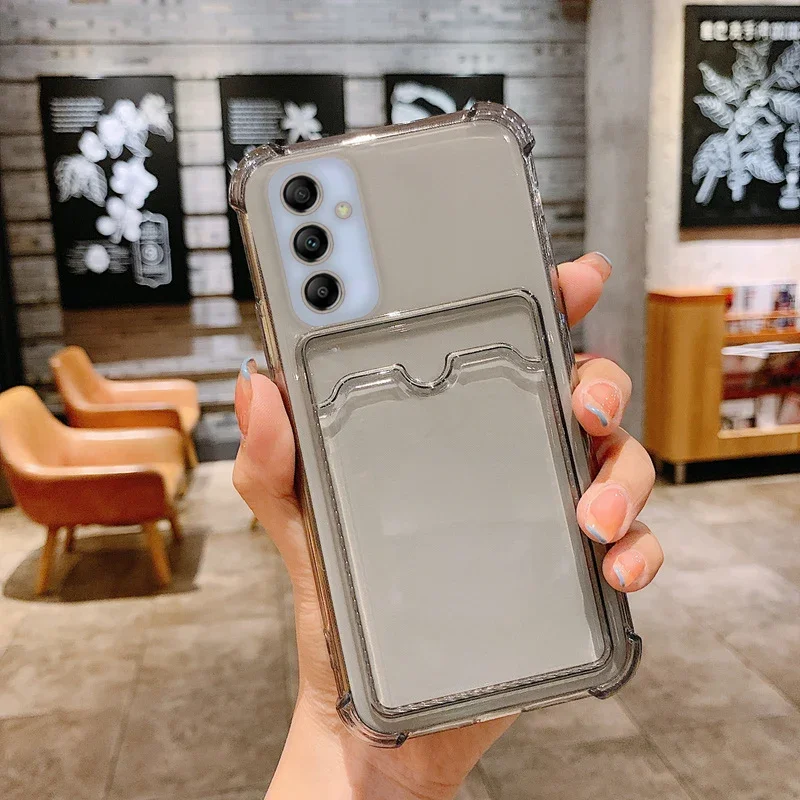 Фото Прозрачный чехол-держатель для карт для Samsung Galaxy A06 A05 A05S A04 4G A04E A04S A03S A02S Прозрачный противоударный мягкий чехол №3