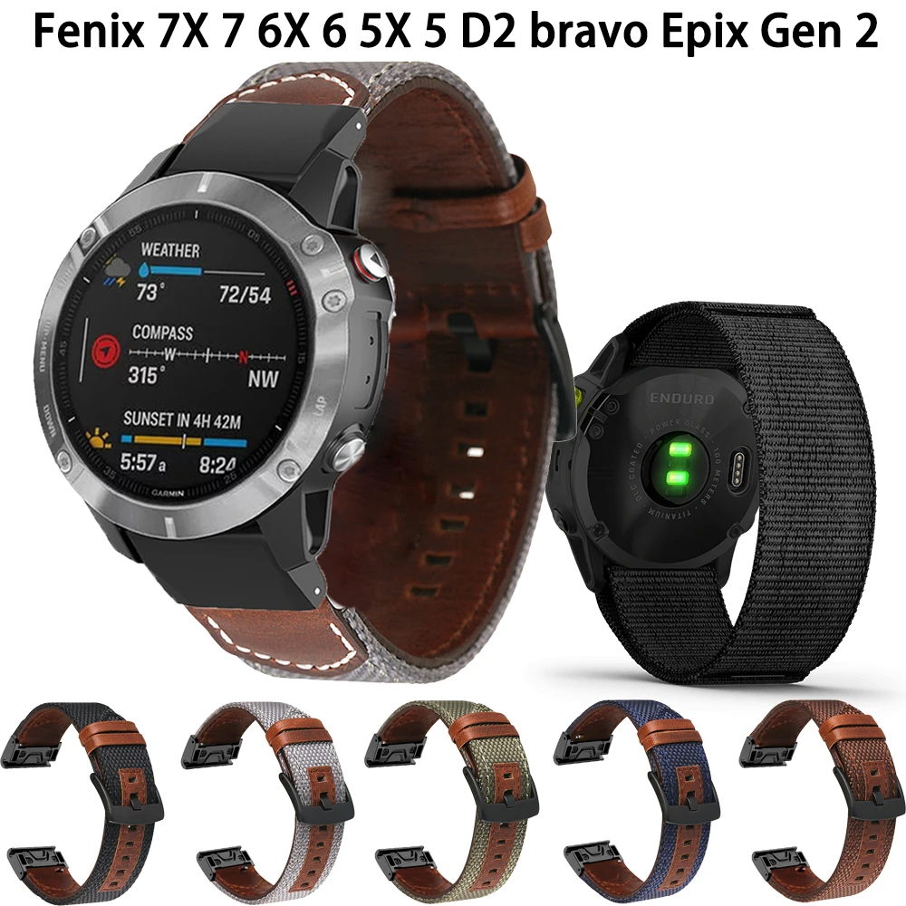 

Ремешок из нейлона для смарт-часов Garmin Fenix 7 7X 6 6X 5 5X 5plus 3HR MK1 955 935 945