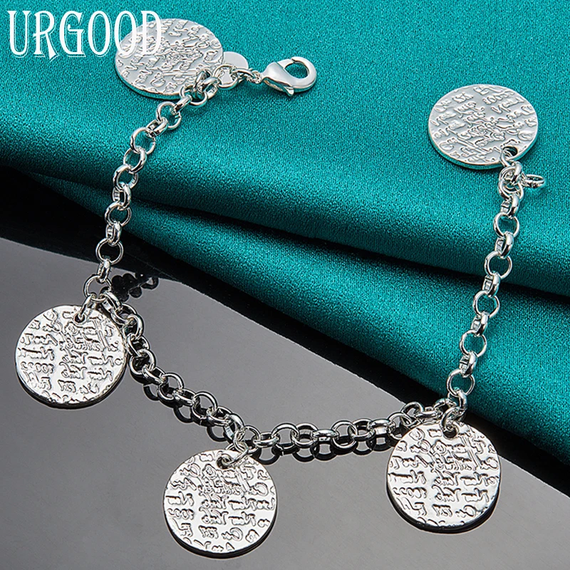 

925 Sterling Silver Five Round Grain Bracelet Chain For Women Men Party Engagement Wedding Fashion Jewelry