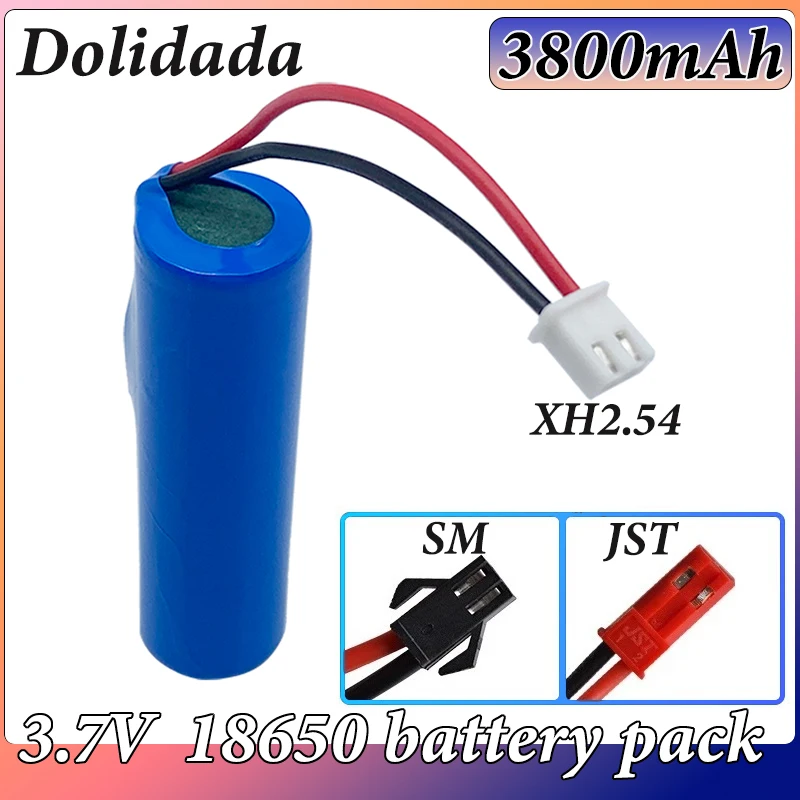 

3.7V 18650 Battery Pack 3800mah Li-ion Rechargeable Batteries Emergency Lighting Replacement Socket XH2.54 Cable Spare Battery