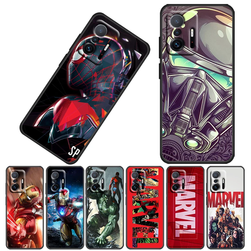 

Marvel Spiderman hero For Xiaomi 12 12X 11 11T 10T Mi 9T 5G Ultra Pro Lite TPU Soft Silicone Black Phone Case Fundas Coque Cover