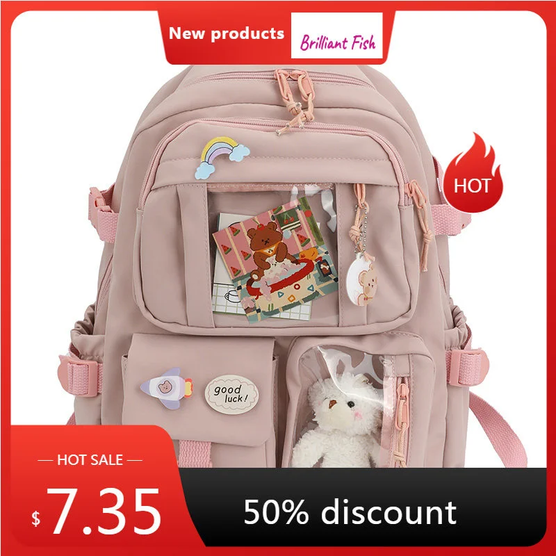 

Children Backpacks For Students Kawaii Patchwork High School Backpack Large Capacity School Bags For Girls Handbag Pencil Bag