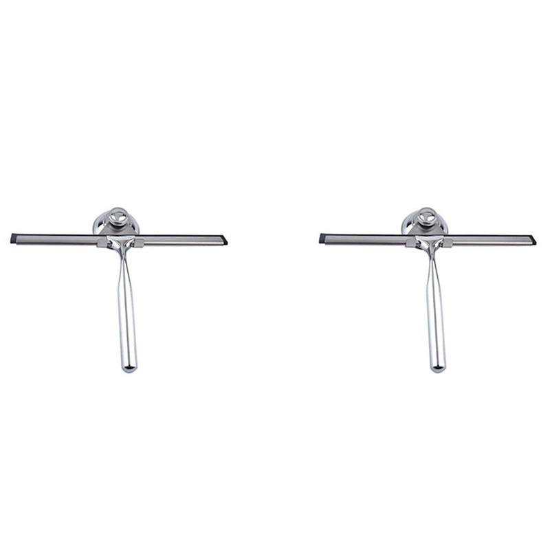 

2X Shower Squeegee Stainless Steel With Matching Suction Cup Shower Tray No Drilling For Shower Doors, Bathroom