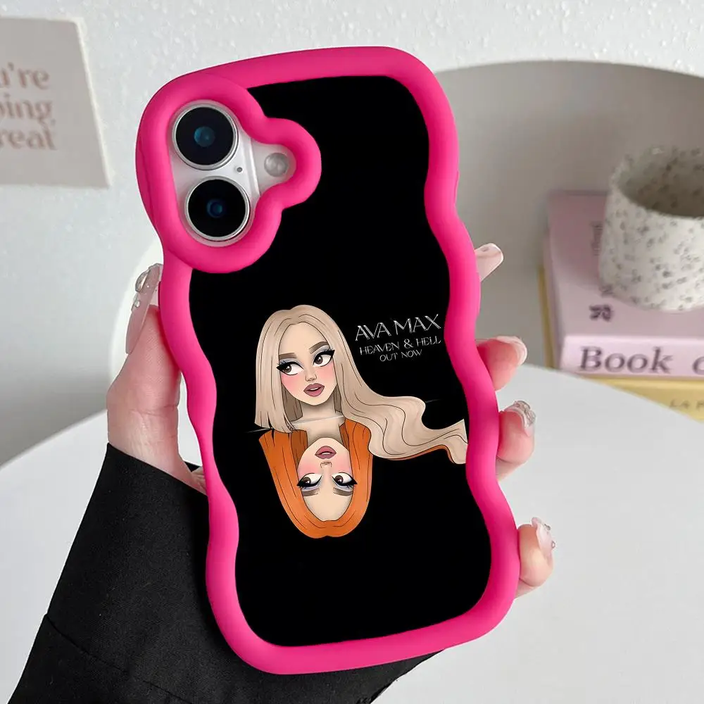 Фото Модный чехол для телефона Ava Max для iPhone 18 17 16 15 14 13 12 11 Air Pro Max Plus, красный, мягкий, из ТПУ, с волнистым краем. №5