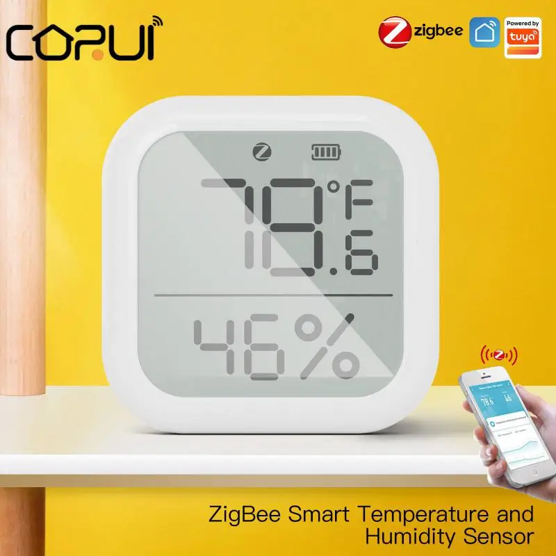 

CORUI Tuya ZigBee Smart Temperature & Humidity Sensor Indoor Hygrometer Thermometer Detector APP Control ZigBee Gateway Required