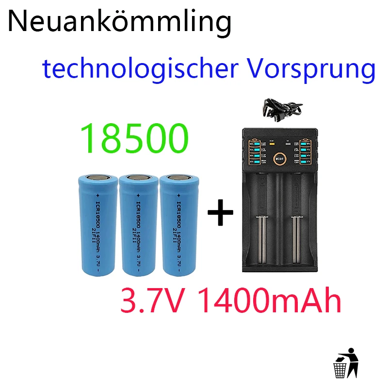 

Neu aufgerüsteter 18500 3.7 V 1400mAh Lithium-Ionen-Akku passend für starke Taschenlampen