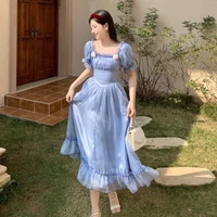 niggeey vintage victorian fairy dress women puff sleeve blue bow princess party dresses evening dresses elegant for wedding 2022