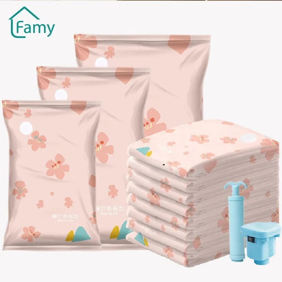 

Storage Bags Vacuum Bags Compression Bag for Cloth Clothing Reusable Blanket Clothes Quilt Luggage Organizer Household Travel
