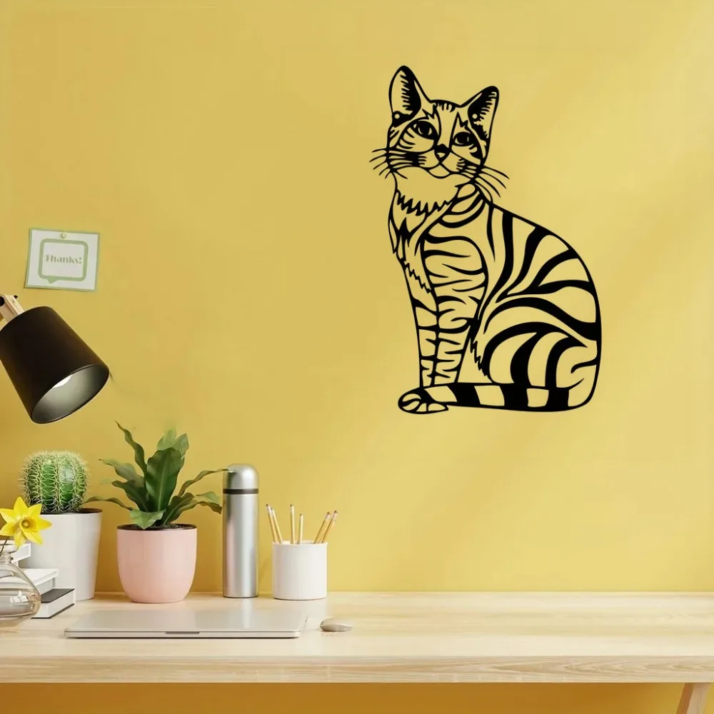 Металлический Знак Кота Настенный Декор Искусственный Рисунок Черный Кот Тема