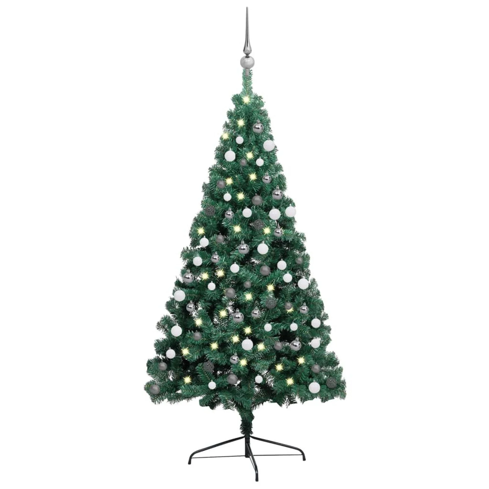 

Artificial Half Christmas Tree with LEDs&Ball Set Green 82.7"