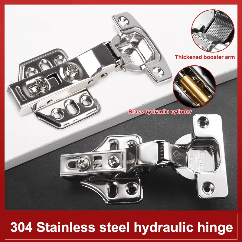 

2/3/4/5Pcs 304 Stainless Steel Hydraulic Hinges Cabinet Door Spring Hinge Damper Buffer Quiet Closing For Home Furniture 882 862