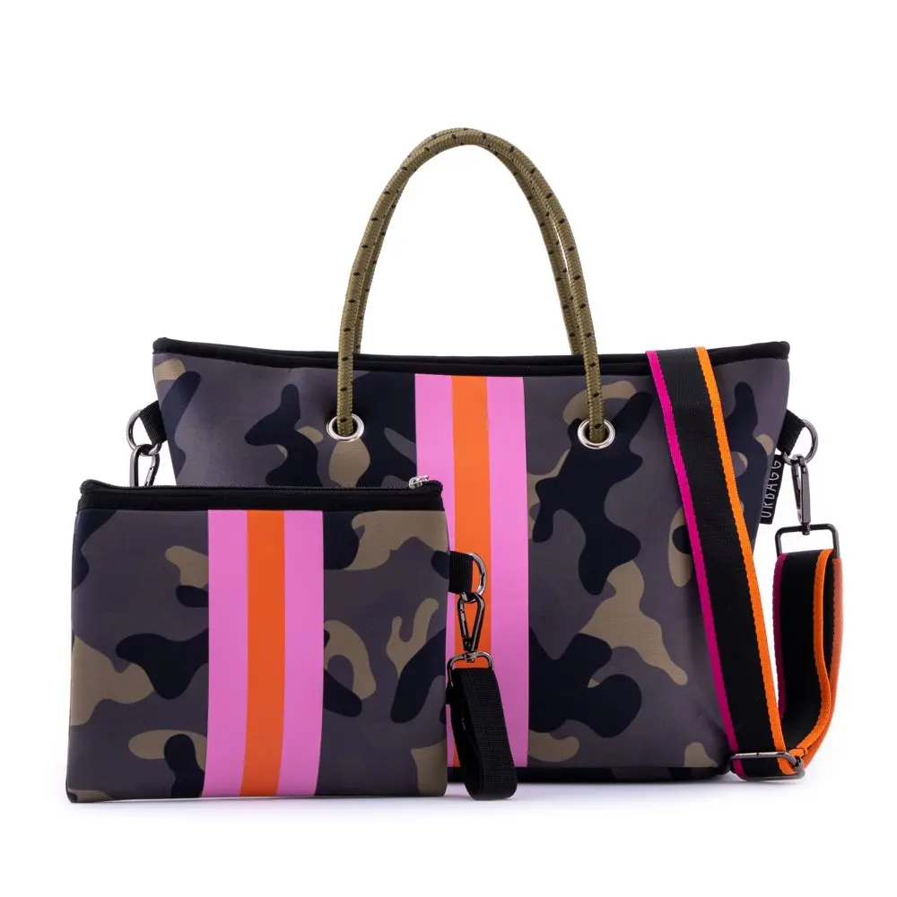 

Neoprene Medium Crossbody Casual Lightweight Everyday Hand Bag for Women with Makeup Pouch, Neoprene Tote