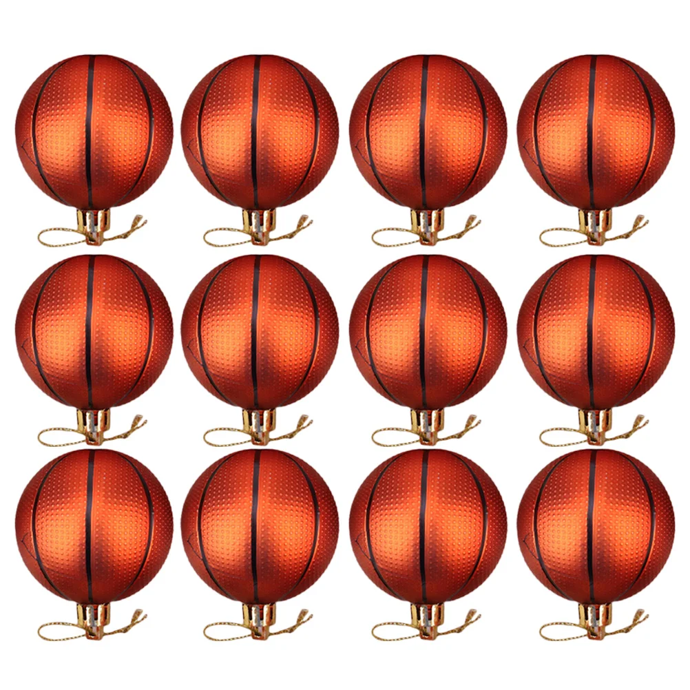 

12Pcs Christmas Hanging Plastic Sports Themed Ball Ornaments Xmas Tree Hanging Ball Photo Props