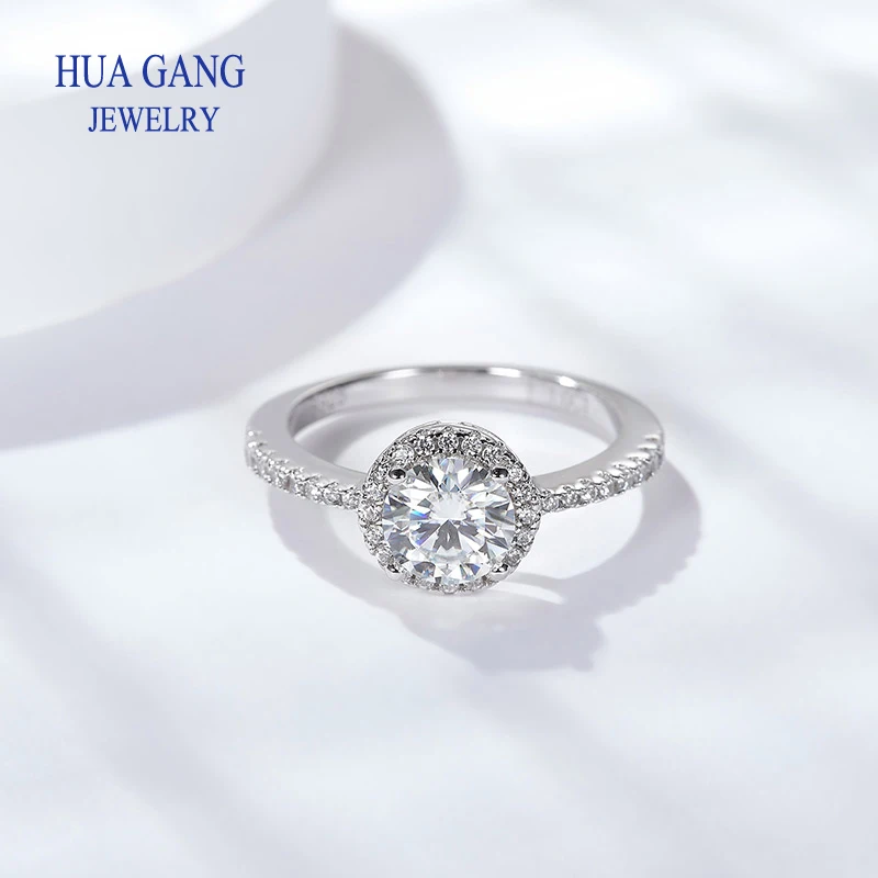 

0.5ct Moissanite Engagement Rings for Women 925 Sterling Silver Round Moissanite Ring Anniversary Wedding Ring Promise Rings