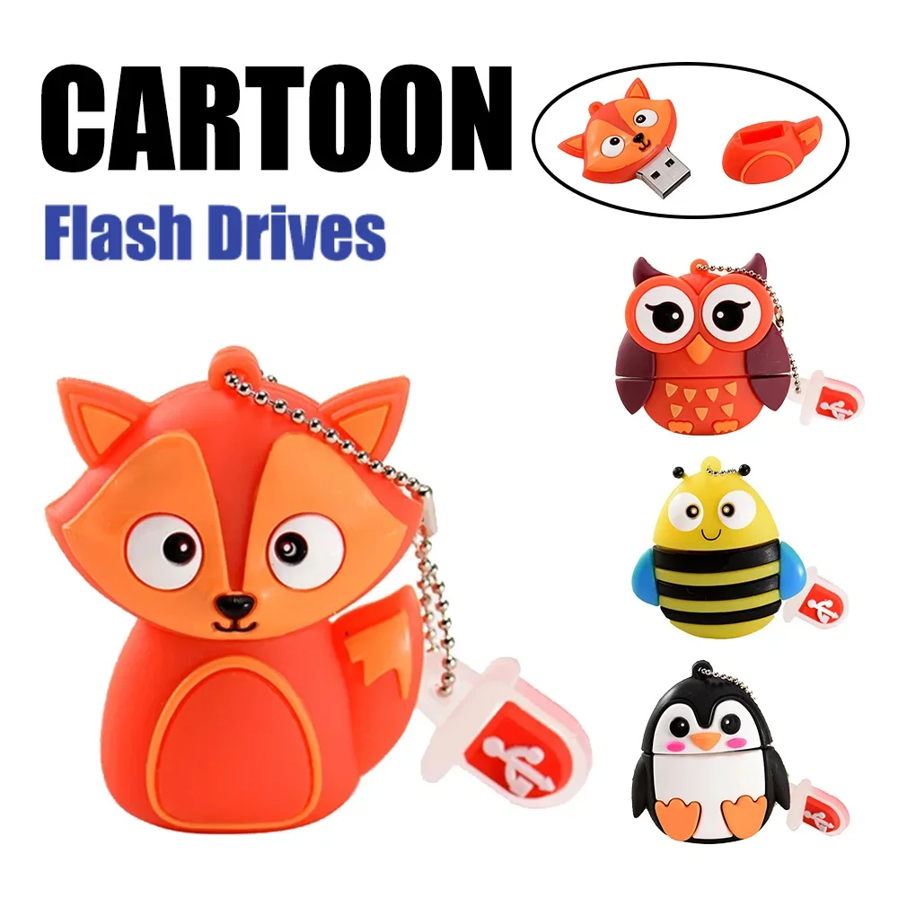 НОВЫЙ милый мультяшный пингвин сова лиса ручка-накопитель USB-флеш-накопитель 4 ГБ