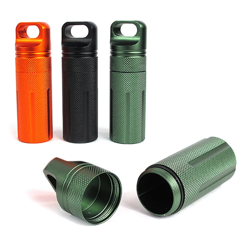

Metal Waterproof Survival Storage Box Waterproof Bin Box Medicine Bottle Outdoor Protective Life-Saving EDC Camping Equipment